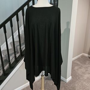 My Land – Stylish Black Cape Drape Tunic, Cover-up, Pullover Poncho (Size M)